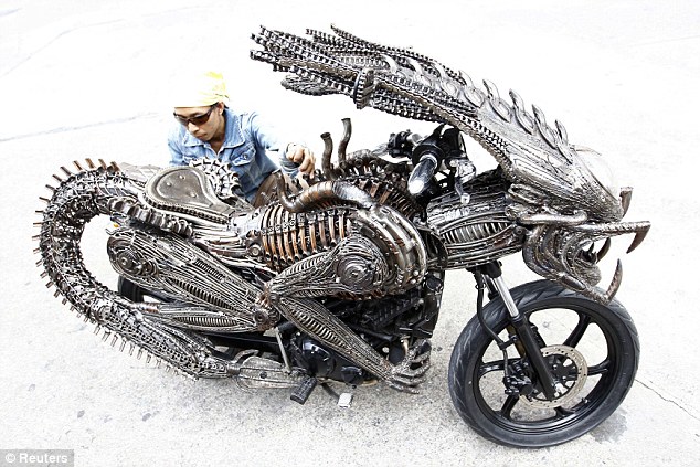 Alien Motorcycle made from Scrap Metal
