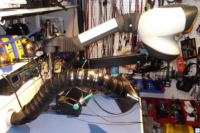 DIY Solder Fume Extractor Built Into Electronic Workbench