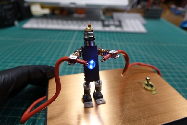 High Voltage Person Made from Electronic Components
